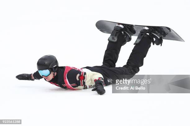 Max Parrot of Canada falls on the landing during the Men's Big Air Final Run 2 on day 15 of the PyeongChang 2018 Winter Olympic Games at Alpensia Ski...