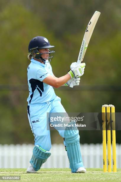 Allyssa Healy of NSW bats during the WNCL Final match between New South Wales and Western Australia at Blacktown International Sportspark on February...