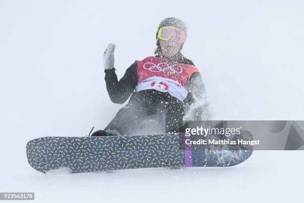 Carlos Garcia Knight of New Zealand crashes during the Men's Big Air Final on day 15 of the PyeongChang 2018 Winter Olympic Games at Alpensia Ski...