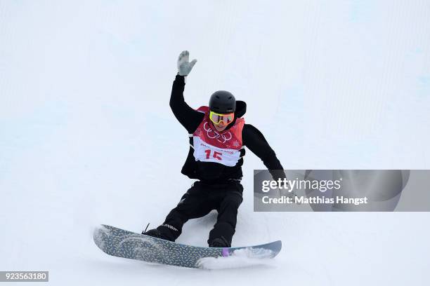 Carlos Garcia Knight of New Zealand crashes during the Men's Big Air Final on day 15 of the PyeongChang 2018 Winter Olympic Games at Alpensia Ski...