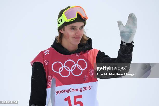 Carlos Garcia Knight of New Zealand crashes during the Men's Big Air Final on day 15 of the PyeongChang 2018 Winter Olympic Games at Alpensia Ski...
