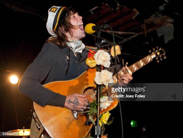 Christofer Drew Ingle of Never Shout Never performs at The Emerson Theater on October 18, 2009 in Indianapolis, Indiana.