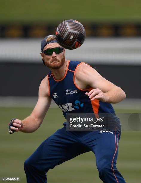 New Zealand batsman Martin Guptilll in action during nets ahead of the 1st ODI at Seddon Park on February 24, 2018 in Hamilton, New Zealand.