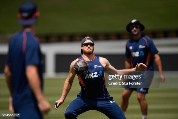 New Zealand batsman Martin Guptilll in action during nets ahead of the 1st ODI at Seddon Park on February 24, 2018 in Hamilton, New Zealand.