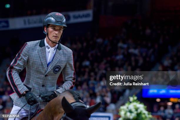 Belgian equestrian Nicholas Philippaerts on Alkido Z rides in in the qualifying competition for the Gothenburg Grand Prix during the Gothenburg Horse...