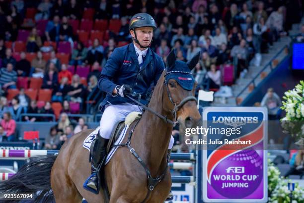 German equestrian Michael Jung on fischerSolution rides in in the qualifying competition for the Gothenburg Grand Prix during the Gothenburg Horse...