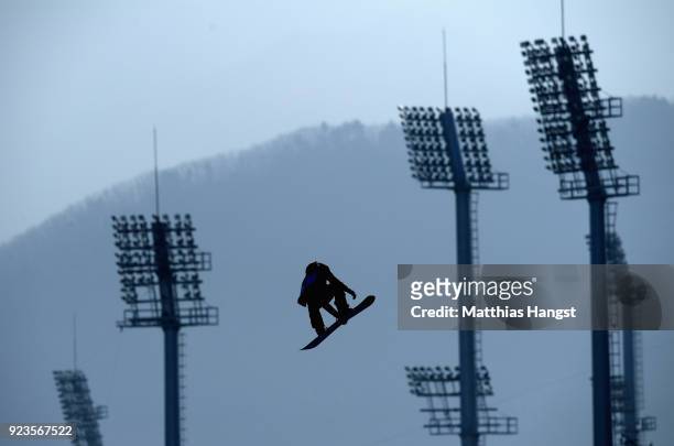 Carlos Garcia Knight of New Zealand practices prior to the Men's Big Air Final on day 15 of the PyeongChang 2018 Winter Olympic Games at Alpensia Ski...