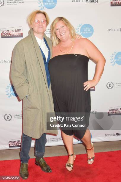 Geremy Jasper and Bridget Everett attends the 2018 Athena Film Festival Awards Ceremony at The Diana Center At Barnard College on February 23, 2018...