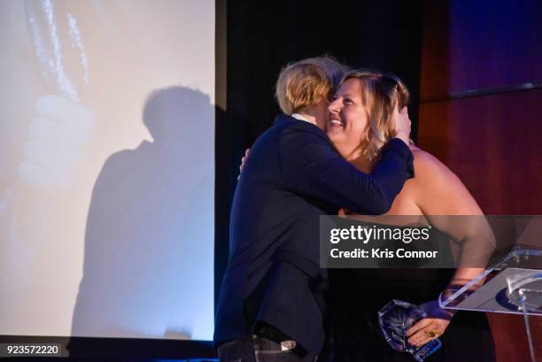 Geremy Jasper and Bridget Everett attends the 2018 Athena Film Festival Awards Ceremony at The Diana Center At Barnard College on February 23, 2018...