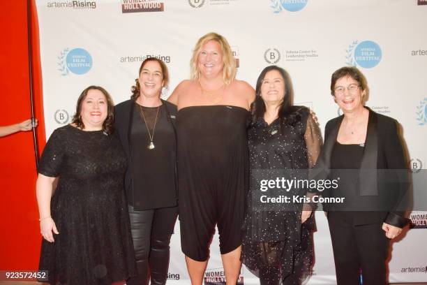 Melissa Silverstein, Kristi Jacobson, Barbara Kopple, Kathryn Kolbert and Bridget Everett attend the 2018 Athena Film Festival Awards Ceremony at The...