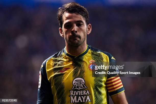 Victor Sanchez of RCD Espanyol looks on during the La Liga match between Deportivo La Coruna and Espanyol at on February 23, 2018 in La Coruna, .