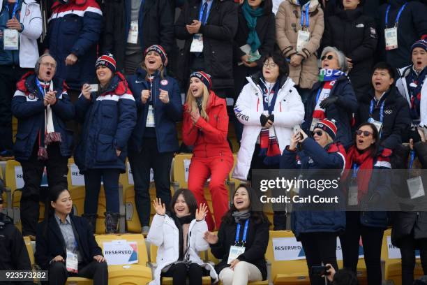 Ivanka Trump reacts as she watches U.S.A's Chris Corning compete in the Snowboard - Men's Big Air Final with White House Press Secretary, Sarah...