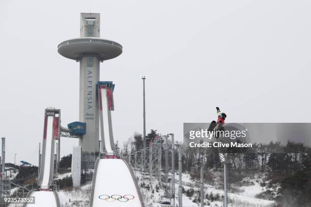 Max Parrot of Canada competes during the Men's Big Air Final on day 15 of the PyeongChang 2018 Winter Olympic Games at Alpensia Ski Jumping Centre on...