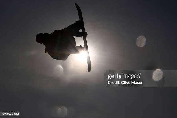 Max Parrot of Canada trains during the Men's Big Air Final on day 15 of the PyeongChang 2018 Winter Olympic Games at Alpensia Ski Jumping Centre on...
