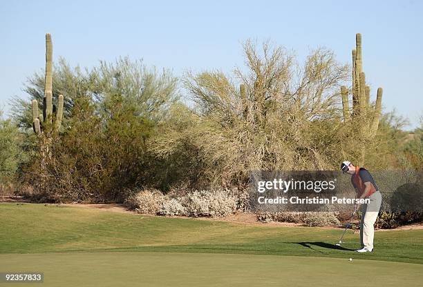 Martin Laird of Scotland putts during the first round of the Frys.com Open at Grayhawk Golf Club on October 22, 2009 in Scottsdale, Arizona.