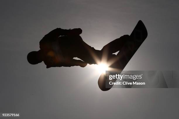 Max Parrot of Canada trains during the Men's Big Air Final on day 15 of the PyeongChang 2018 Winter Olympic Games at Alpensia Ski Jumping Centre on...