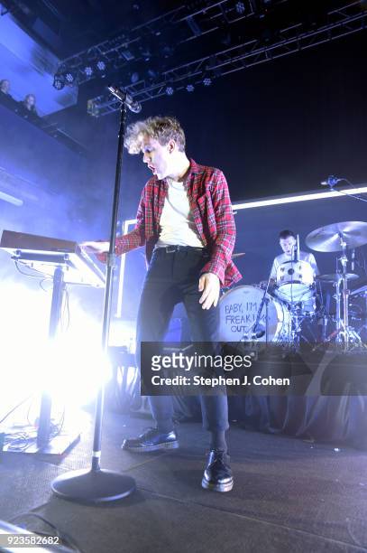 Chase Lawrence and Ryan Winnen of the band COIN performs at Mercury Ballroom on February 23, 2018 in Louisville, Kentucky.