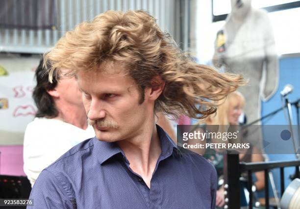 Man shows off his mullet haircut at Mulletfest 2018 in the town of Kurri Kurri, 150 kms north of Sydney on February 24, 2018. Mulletfest is a...