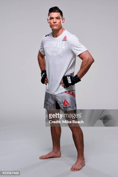 Alan Jouban poses for a portrait during a UFC photo session on February 21, 2018 in Orlando, Florida.