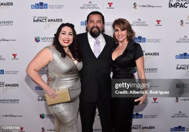 Natalie Sanchez, Daniel Mora and Eliana Alexander attend the 21st annual NHMC Impact Awards Gala at Regent Beverly Wilshire Hotel on February 23,...