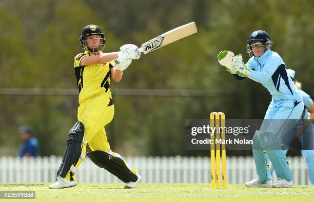 Elyse Villani of WA bats during the WNCL Final match between New South Wales and Western Australia at Blacktown International Sportspark on February...