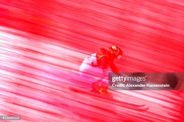 Lena Duerr of Germany competes during the Alpine Team Event on day 15 of the PyeongChang 2018 Winter Olympic Games at Yongpyong Alpine Centre on...