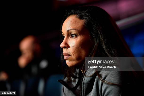 Marion Reneau waits backstage during the UFC Fight Night Weigh-ins at Amway Center on February 23, 2018 in Orlando, Florida.