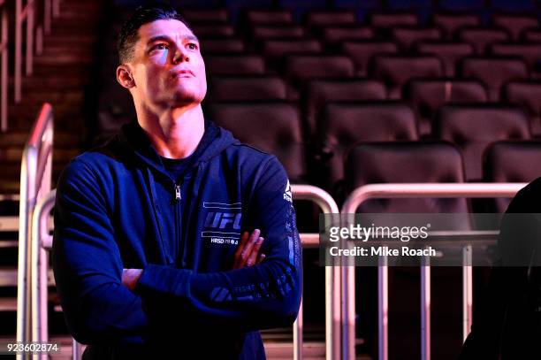 Alan Jouban waits backstage during the UFC Fight Night Weigh-ins at Amway Center on February 23, 2018 in Orlando, Florida.