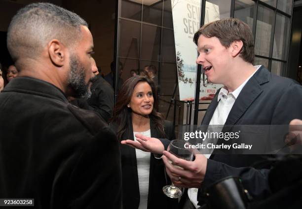 David Shanks, Veena Sud, and Dan Nowak attend Netflix's 'Seven Seconds' Premiere screening and post-reception in Beverly Hills, CA on February 23,...