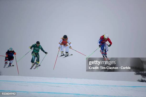 Alizee Baron of France, Lisa Andersson of Sweden, Sami Kennedy-Sim of Australia and Sanna Luedi of Switzerland in action in the Small Final during...