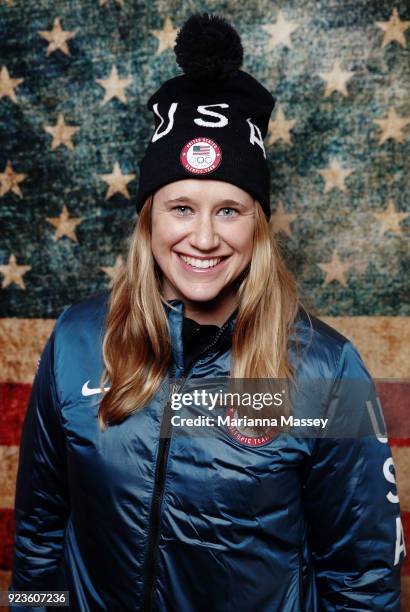 United States Alpine Skiier Alice McKennis poses for a portrait on the Today Show Set on February 23, 2018 in Gangneung, South Korea.