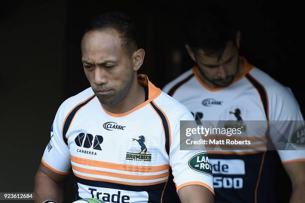 Christian Lealiifano of the Brumbies looks on during the Super Rugby round 2 match between Sunwolves and Brumbies at the Prince Chichibu Memorial...