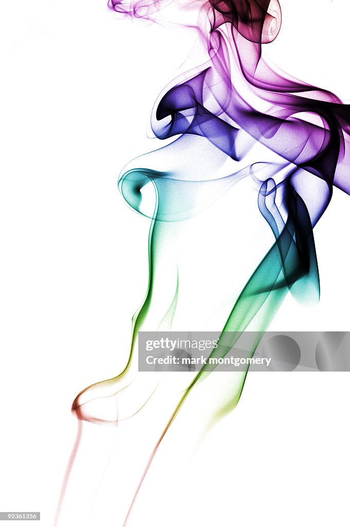 Coloured smoke white background