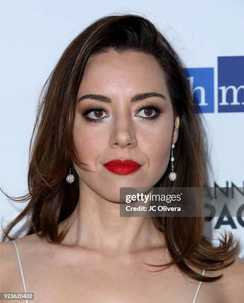 Actor Aubrey Plaza attends the 21th Annual National Hispanic Media Coalition Impact Awards Gala at Regent Beverly Wilshire Hotel on February 23, 2018...