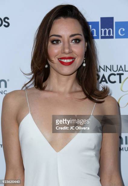 Actor Aubrey Plaza attends the 21th Annual National Hispanic Media Coalition Impact Awards Gala at Regent Beverly Wilshire Hotel on February 23, 2018...