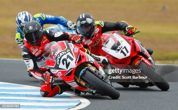 Troy Bayliss of Queensland and Ducati Panigale Final Edition rides while finishing in second place in the YMF Australian Superbike Championship -...