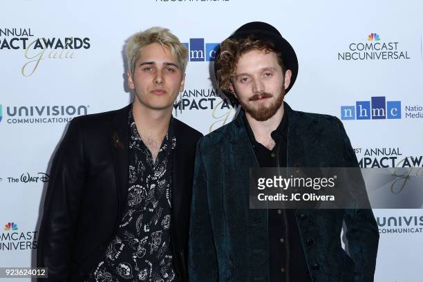 Musicians Daniel Davila and Cooper Bell of Fabriq attend the 21st Annual National Hispanic Media Coalition Impact Awards Gala at Regent Beverly...