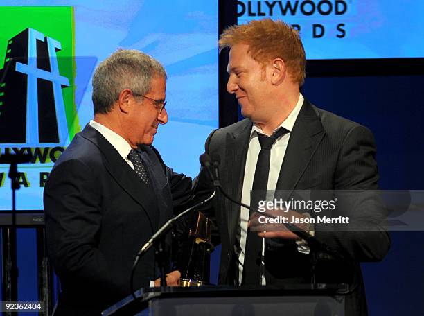 Universal Studios President/COO Ron Meyer presents the Producer Of The Award to Ryan Kavanaugh onstage during the 13th annual Hollywood Awards Gala...