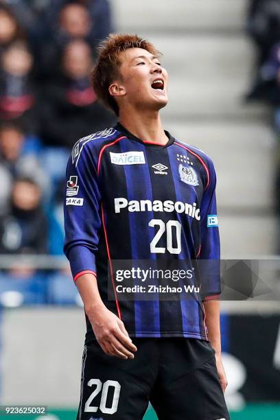 Nagasawa Shun of Gamba Osaka show his dejection during the J.League J1 match between Gamba Osaka and Nagoya Grampus at Suita City Football Stadium on...