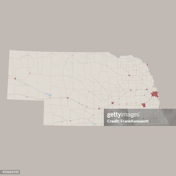 nebraska us state road map - nebraska stock illustrations