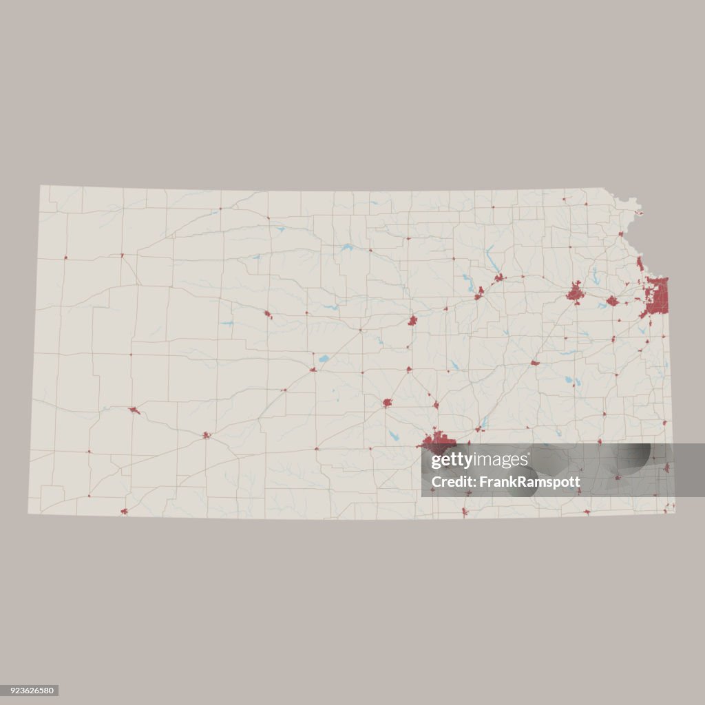 Kansas US State Road Map