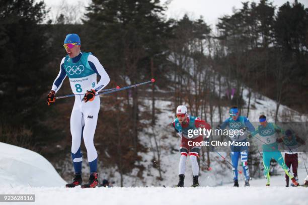 Iivo Niskanen of Finland competes during the Men's 50km Mass Start Classic on day 15 of the PyeongChang 2018 Winter Olympic Games at Alpensia...