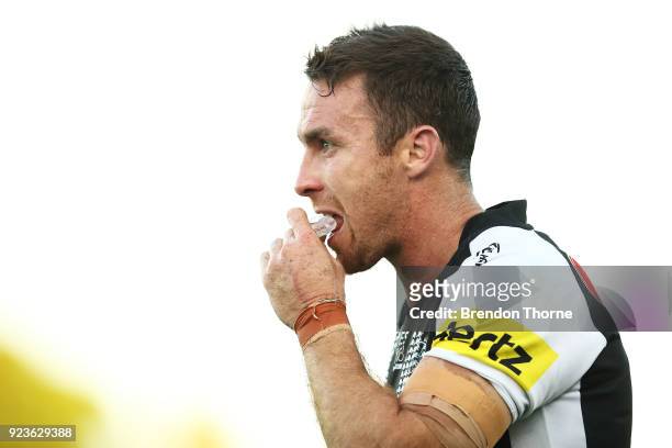 James Maloney of the Panthers looks on during the NRL trial match between the Penrith Panthers ands the Canterbury Bulldogs at Belmore Sports Ground...