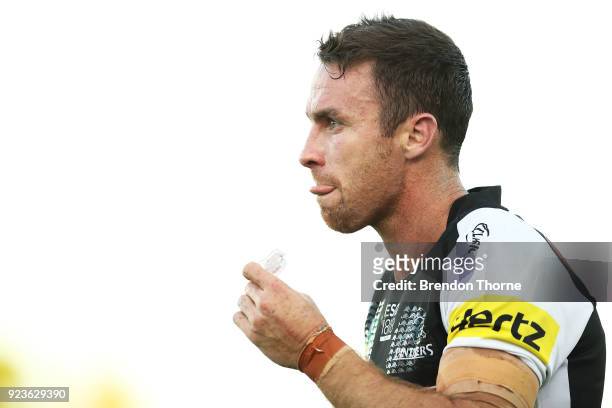 James Maloney of the Panthers looks on during the NRL trial match between the Penrith Panthers ands the Canterbury Bulldogs at Belmore Sports Ground...
