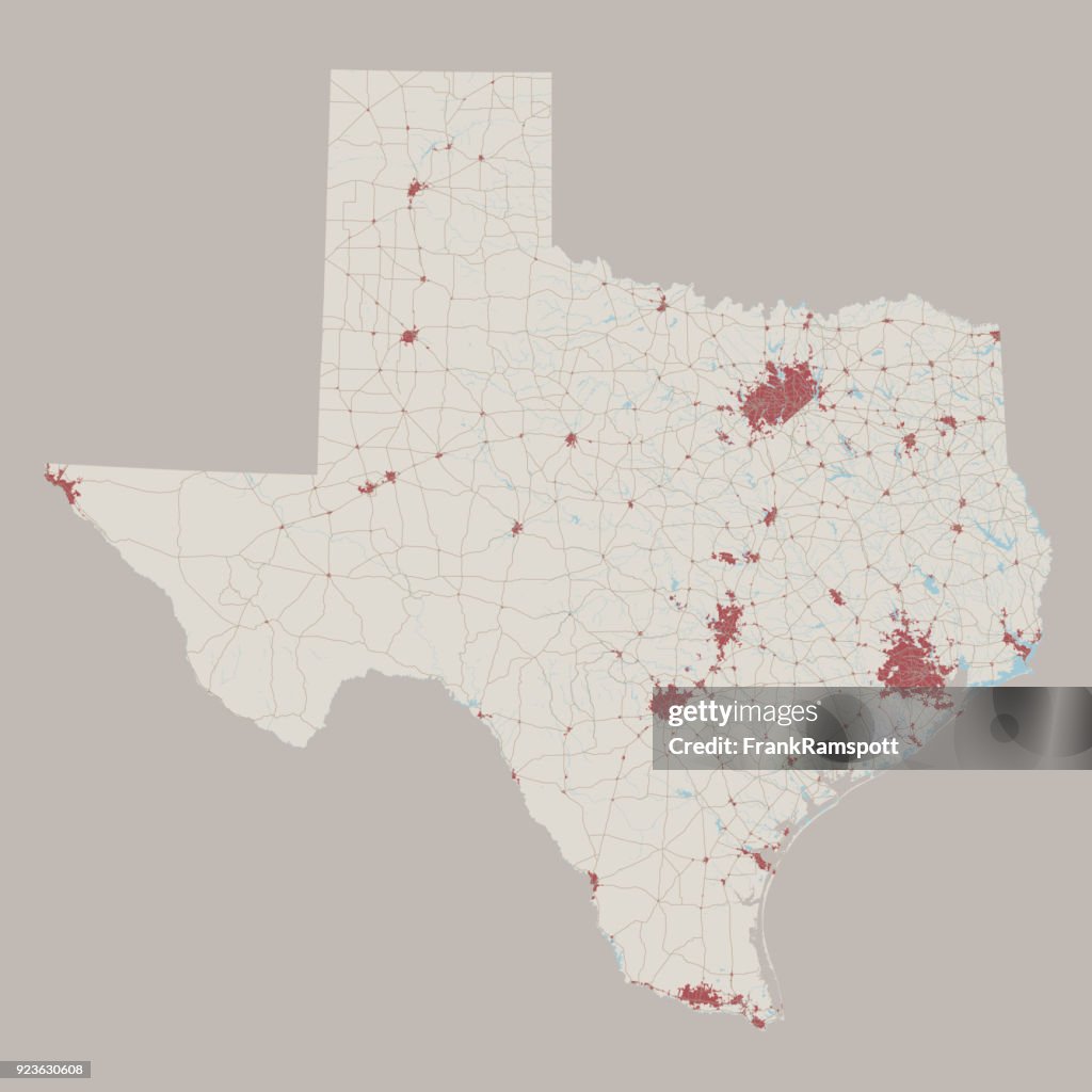 Texas US State Road Map