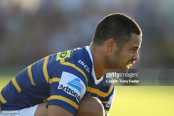 Jarryd Hayne of the Eels during the NRL Trial Match between the Newcastle Knights and the Parramatta Eels at Maitland No 1 Showground on February 24,...