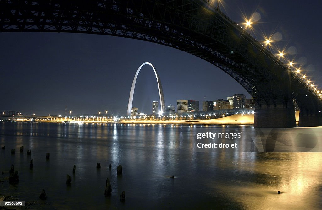 Eads Bridge St. Louis Arch at Night
