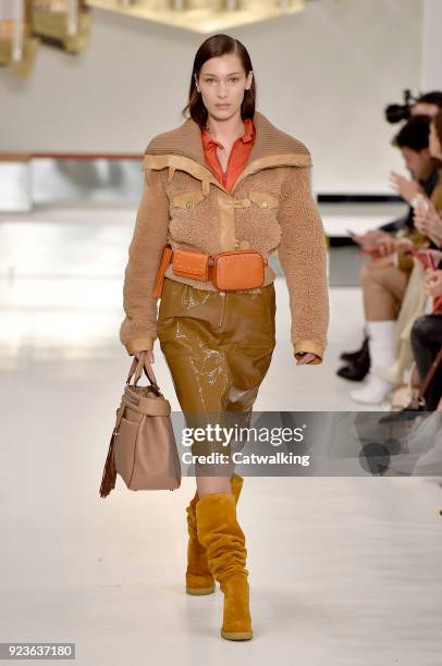 Model walks the runway at the Tod's Autumn Winter 2018 fashion show during Milan Fashion Week on February 23, 2018 in Milan, Italy.