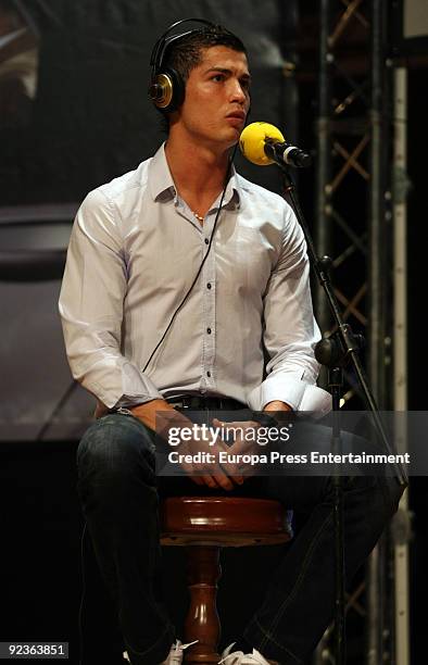 Cristiano Ronaldo attends 'El Larguero' radio broadcast on October 26, 2009 in Madrid, Spain.