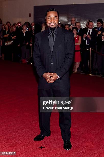 Actor Malcolm-Jamal Warner on the red carpet at the Mark Twain Prize at the John F. Kennedy Center for the Performing Arts on October 26, 2009 in...